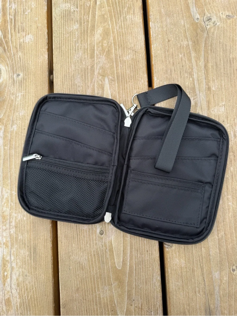 Black RFID-Blocking Wristlet Wallet with Detachable Strap
